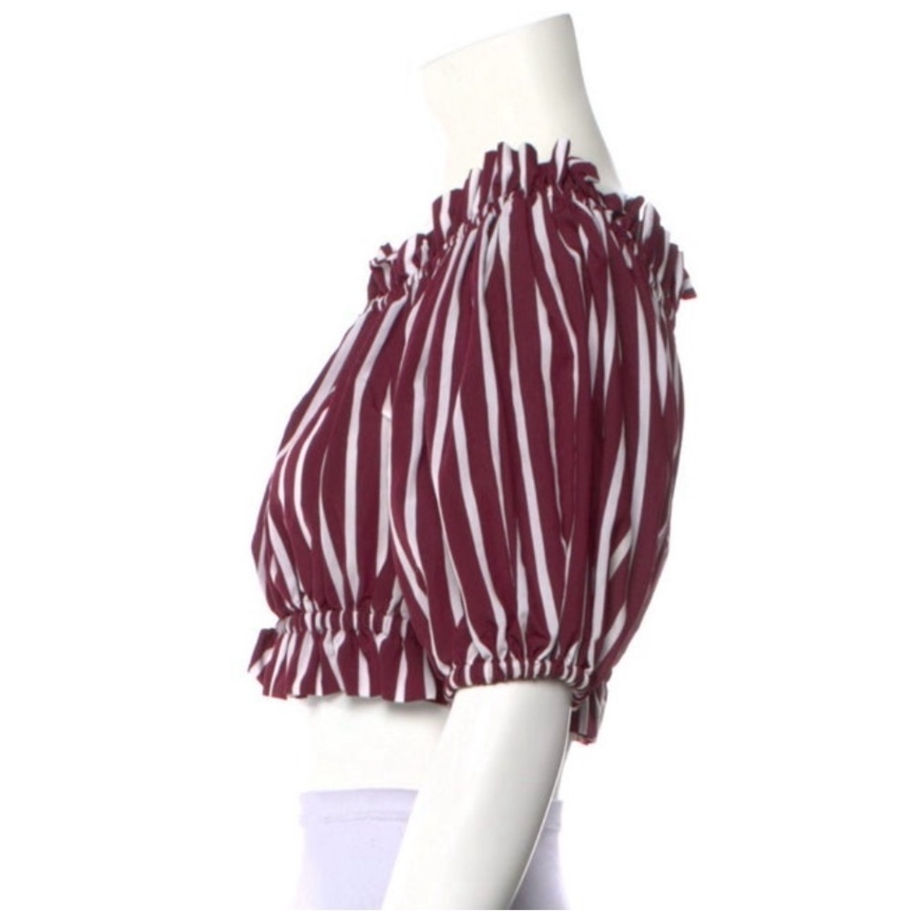 Sandro Striped Ranja Off The Shoulder Crop Top Blouse Size 2 - Picture 6 of 9